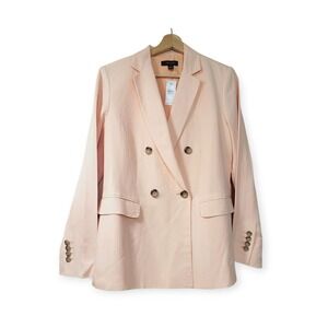 Ann Taylor Womens 8 NWT Peach Linen Blend Double Breasted Blazer Quiet Luxury